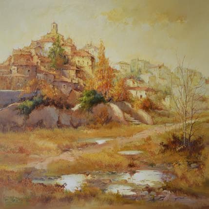 Painting Pueblo español by Cabello Ruiz Jose | Painting Figurative Oil Landscapes