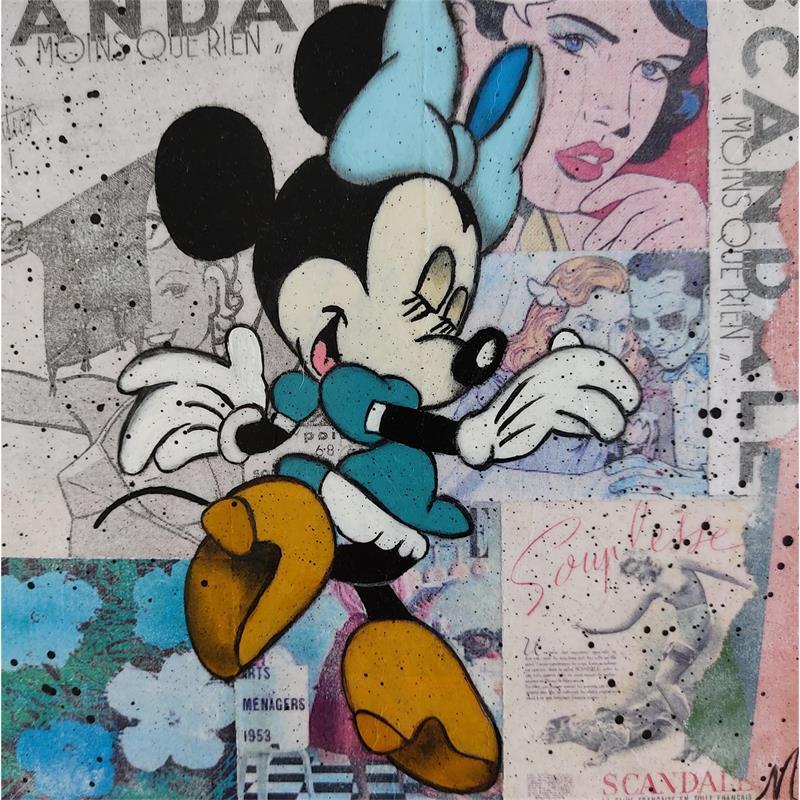 Painting PRETTY GIRL by Marie G.  | Painting Pop-art Pop icons Wood