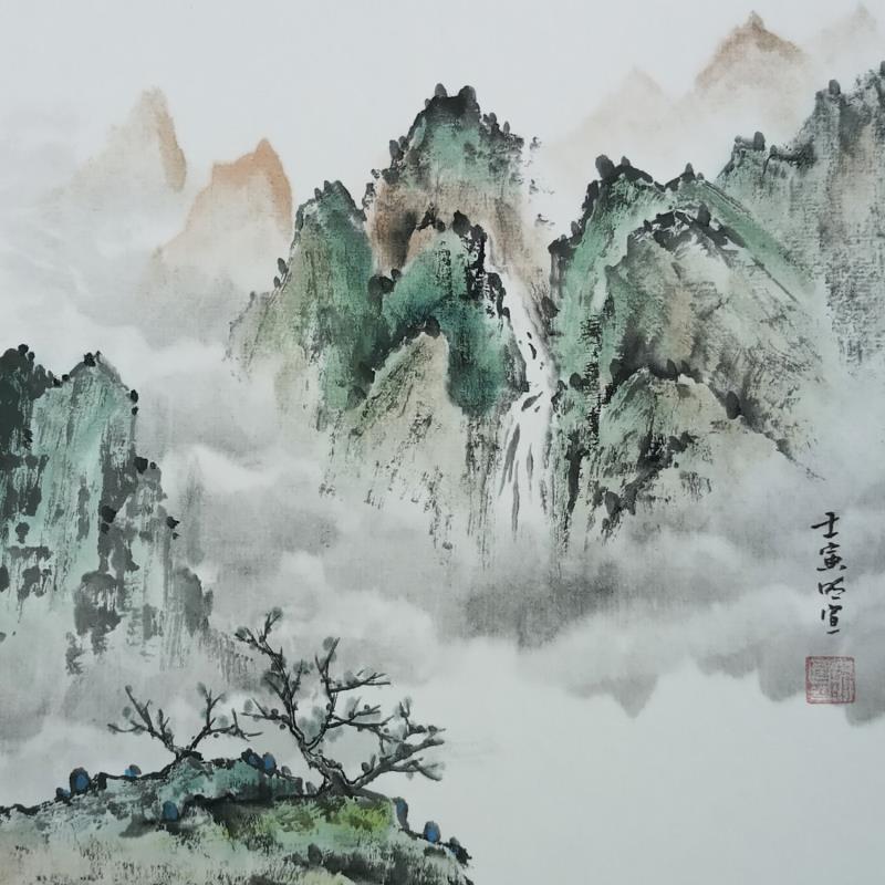 Painting Mountain spring by Du Mingxuan | Painting Figurative Landscapes Watercolor
