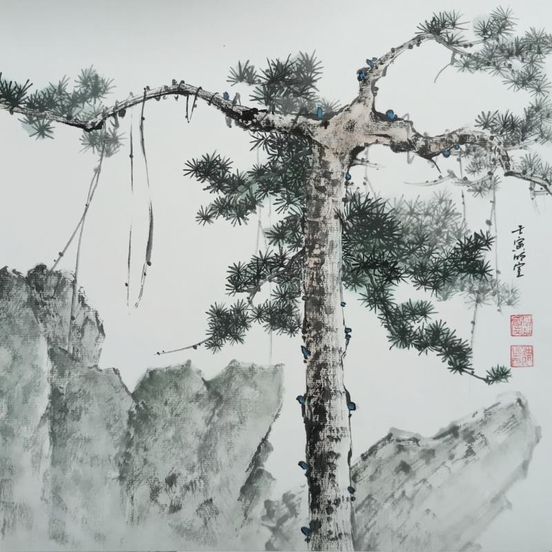 Painting Strange pinetree by Du Mingxuan | Painting Figurative Landscapes Watercolor