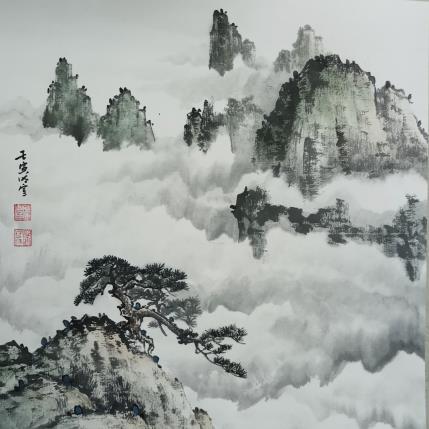 Gemälde Above the clouds von Du Mingxuan | Gemälde Figurativ Aquarell Landschaften