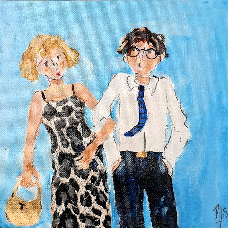 Painting Dinner party by Soizeau Françoise | Painting Figurative Acrylic, Cardboard Life style, Pop icons