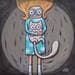 Peinture Mon chat à moi par Catoni Melina | Tableau Art naïf Animaux