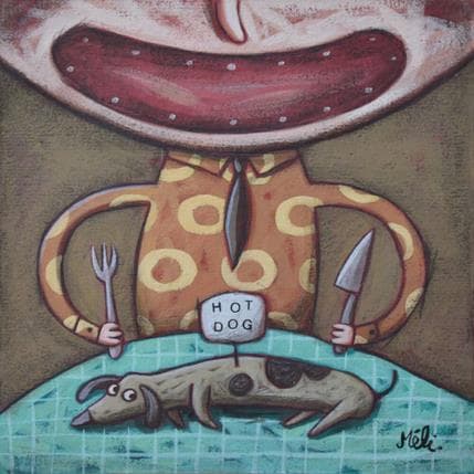 Painting Hot dog by Catoni Melina | Painting Illustrative Mixed Animals