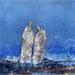 Peinture Vers l'horizon bleu par Escolier Odile | Tableau Art Singulier Carton Acrylique Sable