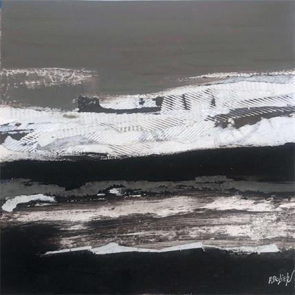 Peinture Rêves de papier par Escolier Odile | Tableau Abstrait Mixte minimaliste, noir & blanc, Paysages