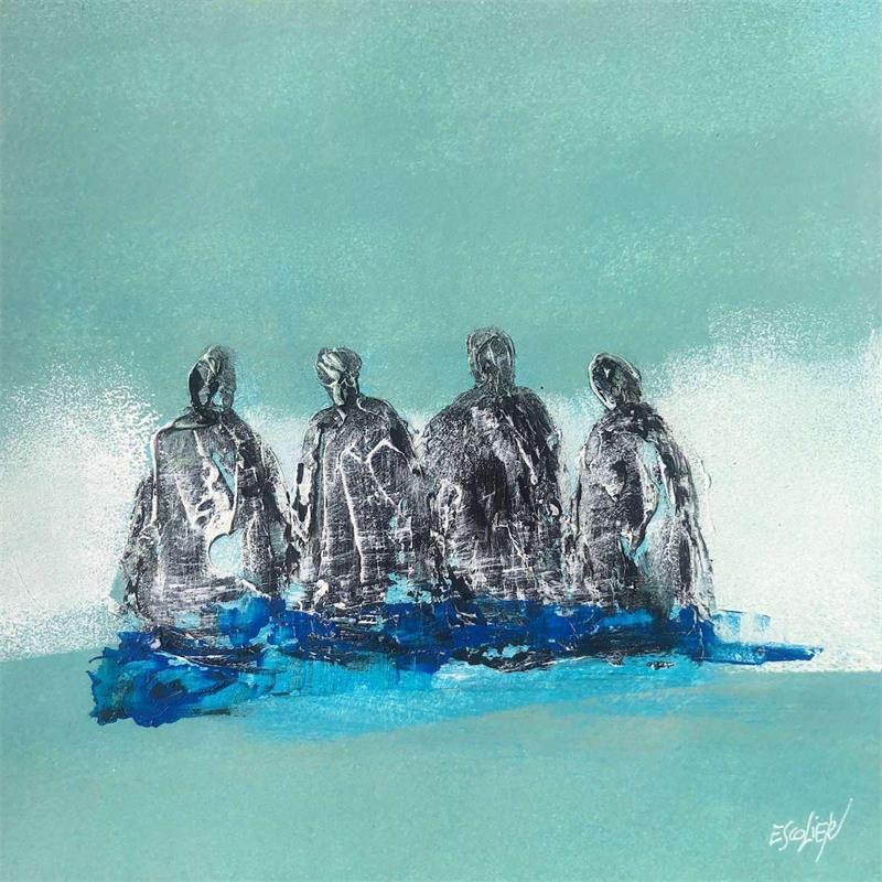 Peinture Nous sommes par Escolier Odile | Tableau Art Singulier Acrylique, carton, Sable