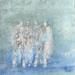 Peinture Devant l'infini bleu par Escolier Odile | Tableau Art Singulier Carton Acrylique Sable