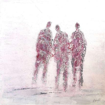 Gemälde A tes côtés von Escolier Odile | Gemälde Art brut Acryl, Pappe, Sand