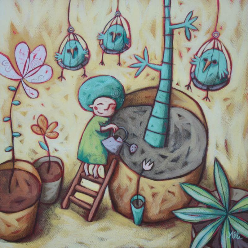 Painting Jardin exotique by Catoni Melina | Painting Naive art Life style