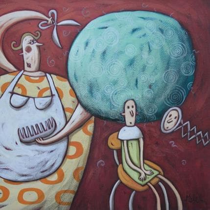 Painting Tête de lune by Catoni Melina | Painting Naive art Life style