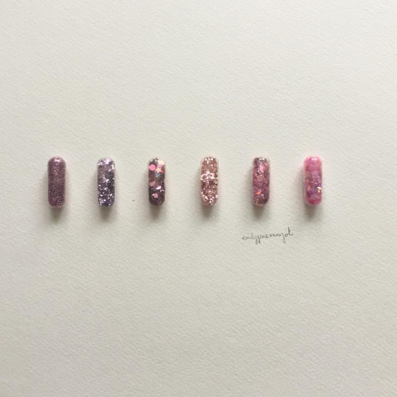 Peinture pink pills par Marjot Emily Jane  | Tableau Matiérisme