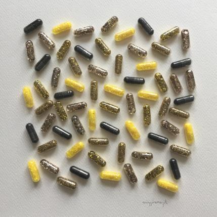 Painting yellow pills by Marjot Emily Jane  | Painting Subject matter Minimalist