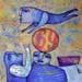 Gemälde Flying von Casado Dan  | Gemälde Art brut Alltagsszenen Acryl
