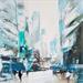 Painting City Blue by Poumelin Richard | Painting Figurative Acrylic Urban