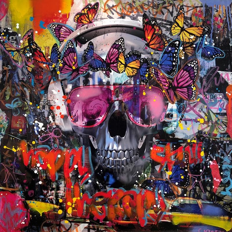 Painting Urban skull by Novarino Fabien | Painting Pop art Mixed Pop icons