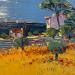Painting Du soleil plein les yeux by Corbière Liisa | Painting Figurative Landscapes Cardboard Oil