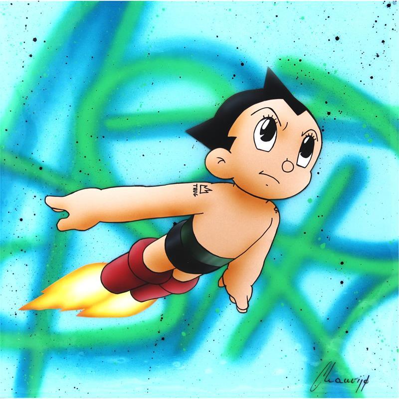 Painting Astro Boy by Chauvijo | Painting Pop-art Acrylic, Graffiti, Resin Pop icons, Portrait