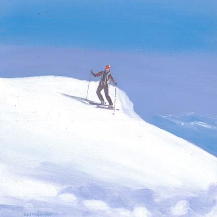 Peinture Skieur par Castignani Sergi | Tableau Figuratif Acrylique scènes de vie
