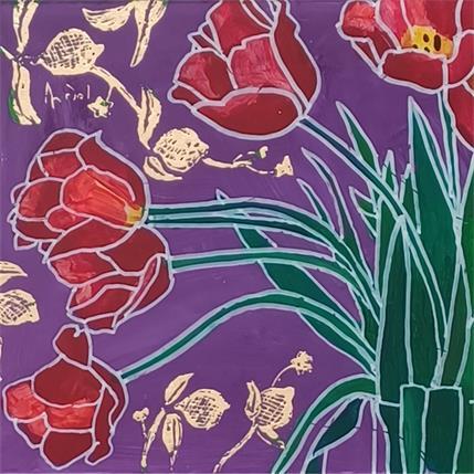 Painting Les tulipes violettes by Auriol Philippe | Painting Pop art Mixed still-life