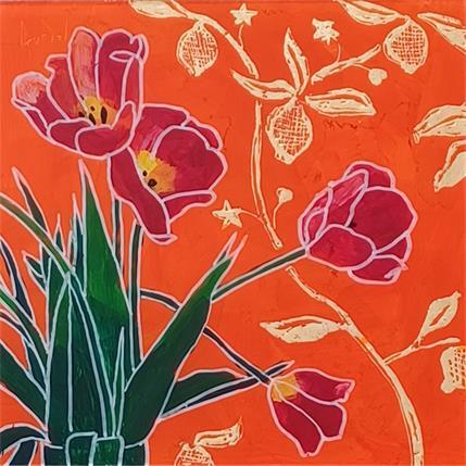 Painting Les tulipes oranges by Auriol Philippe | Painting Pop art Mixed still-life