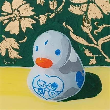 Painting Le canard amoureux vert by Auriol Philippe | Painting Pop art Mixed still-life