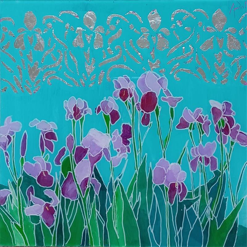 Peinture Le rêve des iris par Auriol Philippe | Tableau Pop-art Natures mortes Plexiglas Acrylique Posca