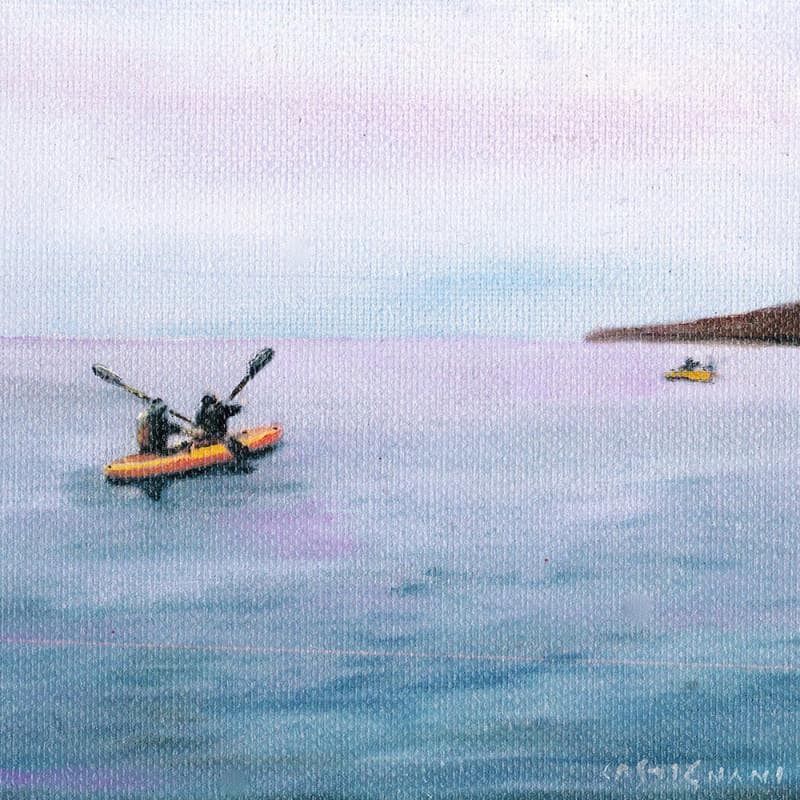 Painting Kayak 1 by Castignani Sergi | Painting Figurative Acrylic Landscapes
