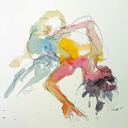 Painting Marine une main dans le dos  by Brunel Sébastien | Painting Figurative Watercolor Nude