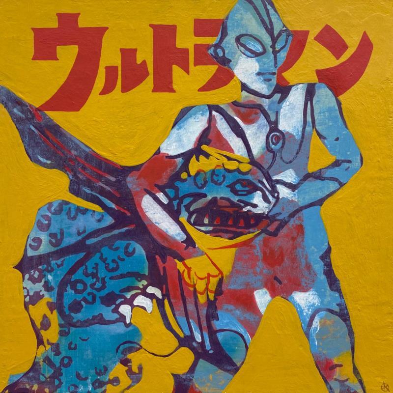 Painting ULTRAMAN VS KAIJU by Okuuchi Kano  | Painting Pop-art Pop icons Cardboard Acrylic