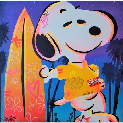 Peinture Snoopy Surf par Kedarone | Tableau Street Art Graffiti, Mixte icones Pop