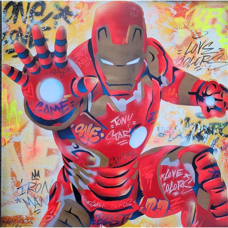 Peinture Iron Man par Kedarone | Tableau Street Art Graffiti, Posca Icones Pop