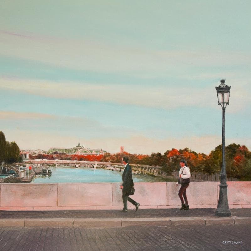 Painting River Seine by Castignani Sergi | Painting Figurative Acrylic Landscapes