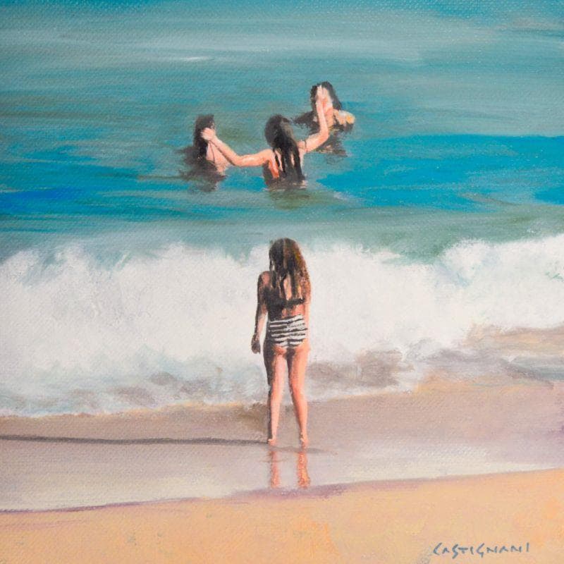 Painting Beach people 01 by Castignani Sergi | Painting Figurative Acrylic Life style