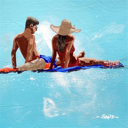 Gemälde capeline sur ciel von Sand | Gemälde Figurativ Acryl Alltagsszenen
