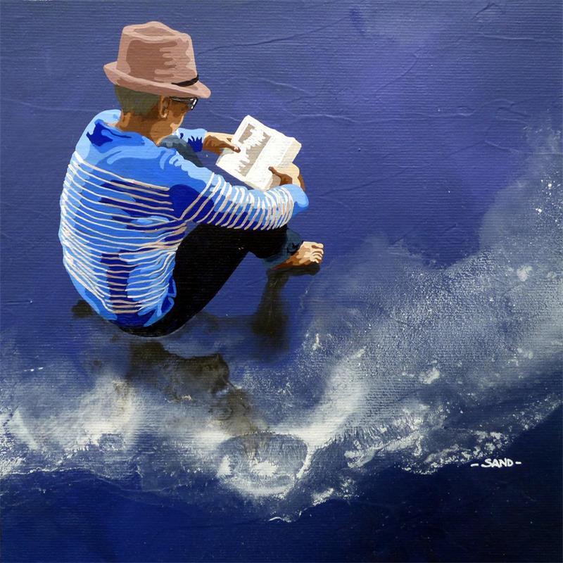 Painting lecture après l'orage by Sand | Painting Figurative Marine Life style Acrylic