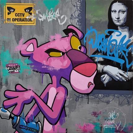 Painting Comme un tag sur la Joconde  by Dashone | Painting Street art Graffiti, Mixed Pop icons