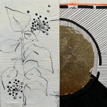 Peinture Sunset par Oudin-Gilles Elise | Tableau Abstrait Acrylique, Collage, Feuille d'or minimaliste