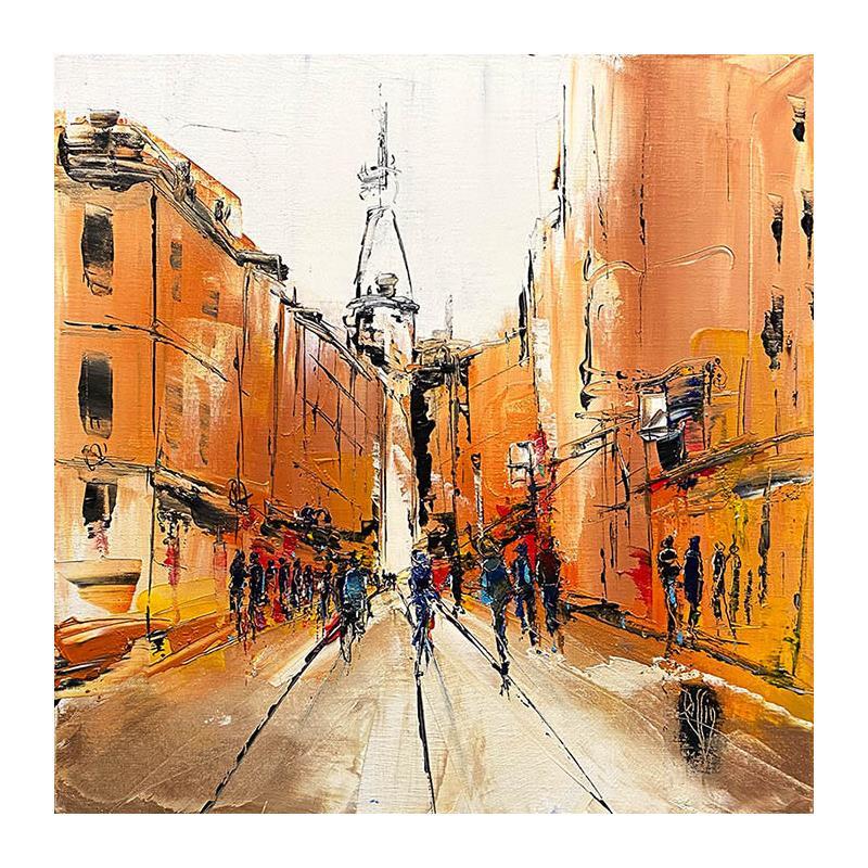 Painting Passage en ville by Raffin Christian | Painting Figurative Acrylic, Oil Urban