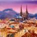 Gemälde Clermont-Ferrand cathedral von Volynskih Mariya  | Gemälde Figurativ Landschaften Urban Architektur Aquarell