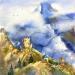 Gemälde Genoese fortress von Volynskih Mariya  | Gemälde Figurativ Landschaften Natur Architektur Aquarell
