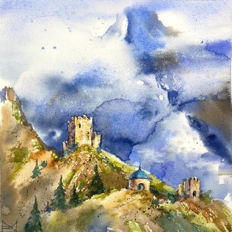 Painting Genoese fortress by Volynskih Mariya  | Painting Figurative Watercolor Architecture, Landscapes, Nature