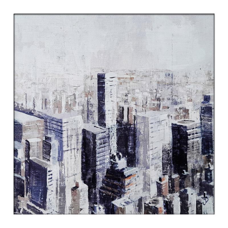 Painting City from sky by Poumès Jérôme | Painting Figurative Urban Acrylic