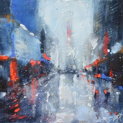 Painting Time square snow by Solveiga | Painting Figurative Acrylic Urban