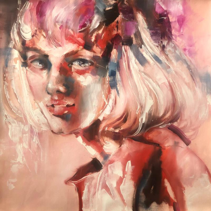 Painting Red by Abbondanzia Monica | Painting Figurative Portrait Oil Acrylic