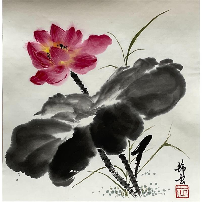 Peinture Lotus par Tayun | Tableau Figuratif Encre Natures mortes