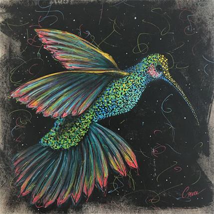 Painting Grand colibri de nuit by Croce | Painting Illustrative Mixed Animals