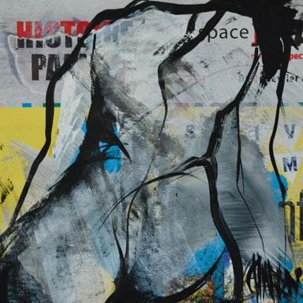 Painting Histoire de papier 2 by Chaperon Martine | Painting Figurative Acrylic Nude