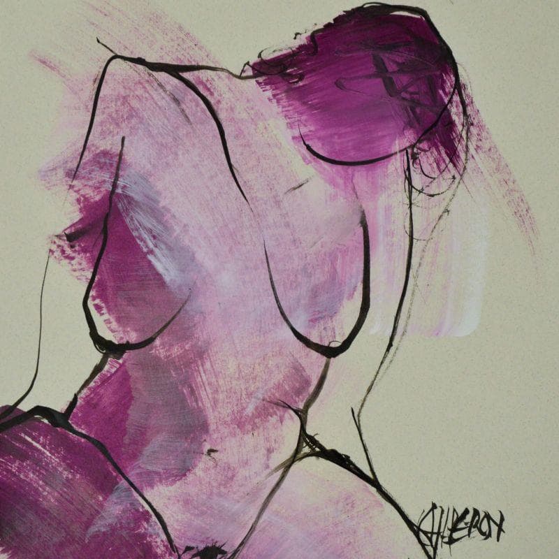 Painting Mauve 1 by Chaperon Martine | Painting Figurative Acrylic Nude