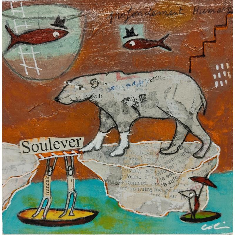 Painting Sauvetage by Colin Sylvie | Painting Raw art Acrylic, Gluing, Pastel Animals